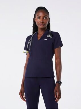 Figs Navy Lillian Slim V-Neck